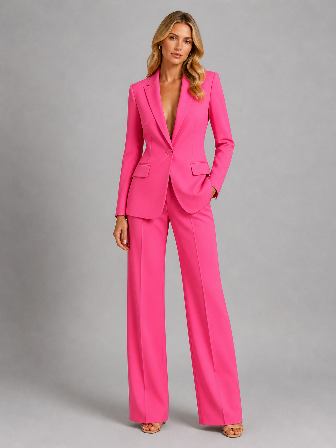 Etta | Women's Tailored Office Pant Suit Wide Leg Blazer and Trouser Set