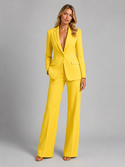 Etta | Women's Tailored Office Pant Suit Wide Leg Blazer and Trouser Set