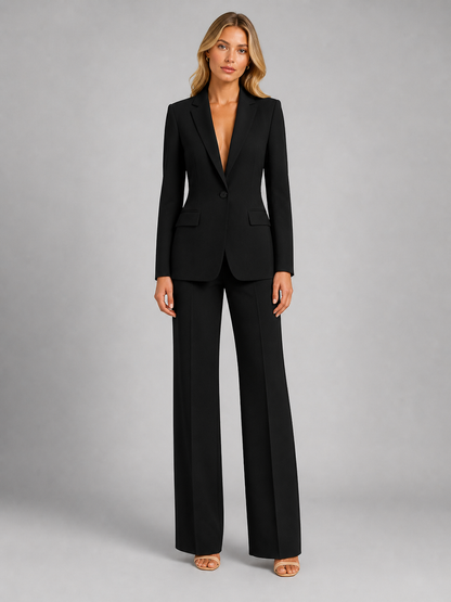Etta | Women's Tailored Office Pant Suit Wide Leg Blazer and Trouser Set