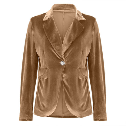 Beatrice | Women's Velvet Fitted Notched Lapel Single-Button Blazer