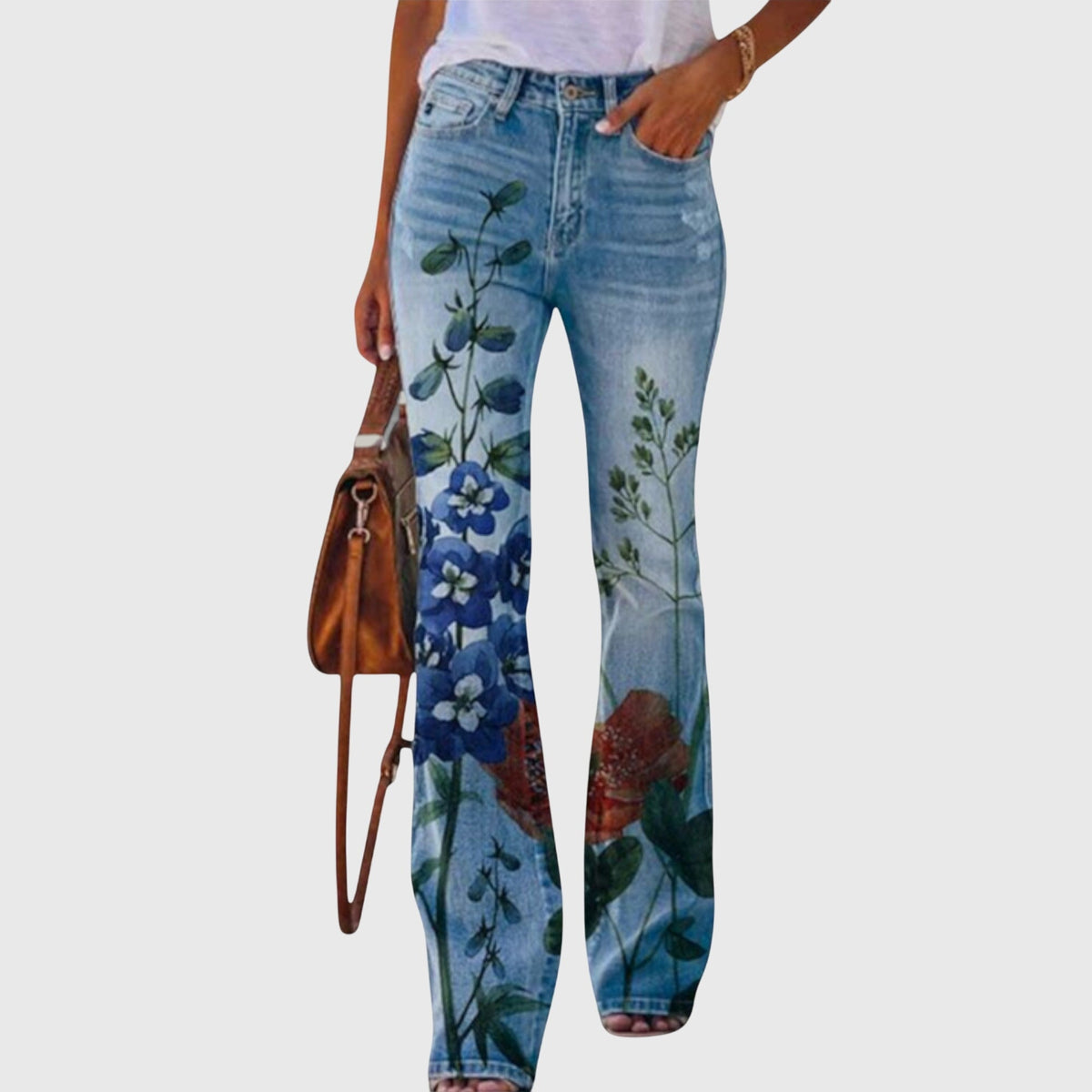 Marielle | Women's High Waisted Floral Bootcut Trousers