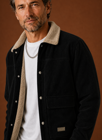 Areleon | Men's Sherpa Lined Corduroy Snap Front Winter Jacket