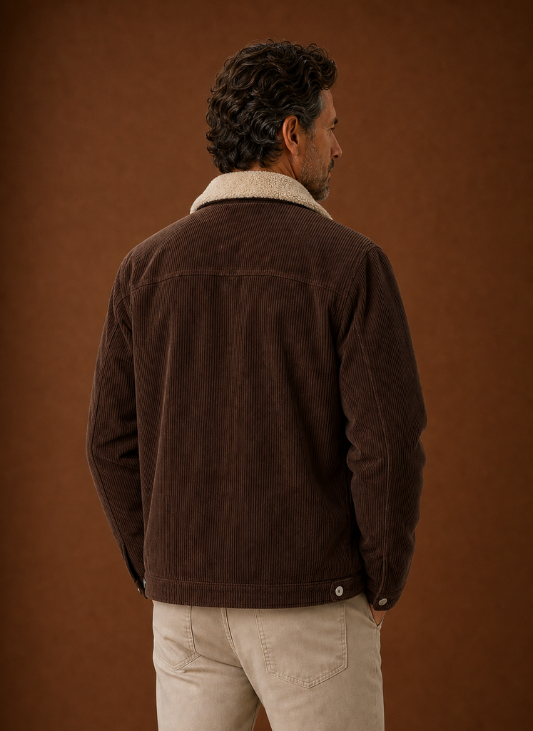 Areleon | Men's Sherpa Lined Corduroy Snap Front Winter Jacket