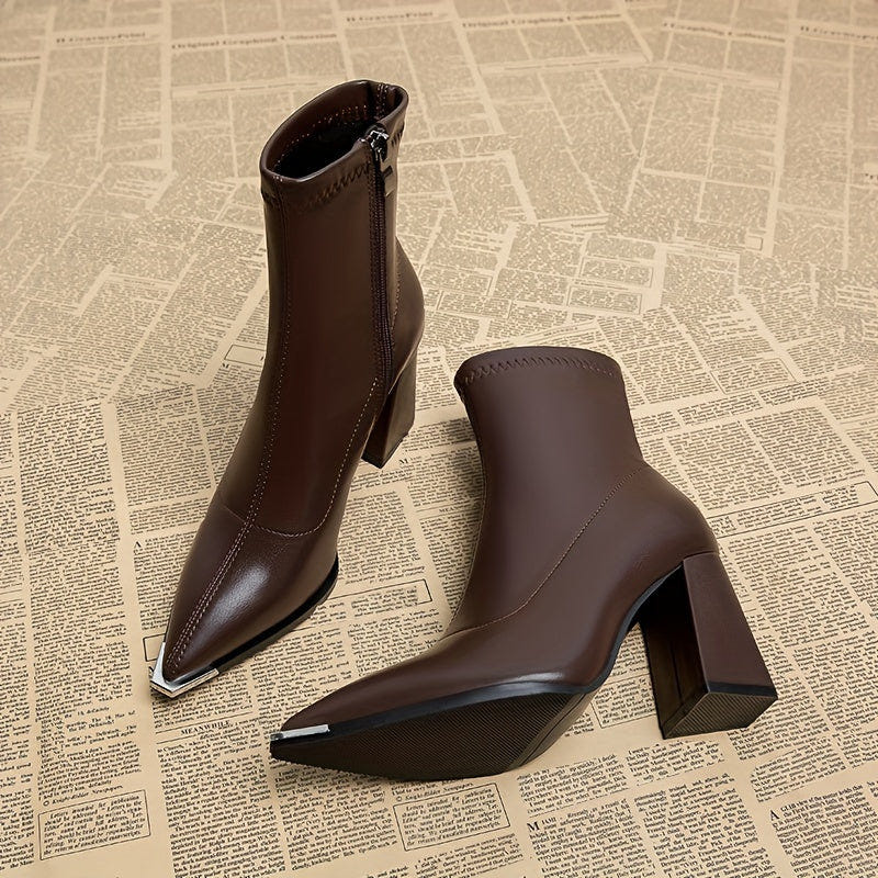 Josephine | Women's Pointed-Toe Block Heel Side-Zip Ankle Boot