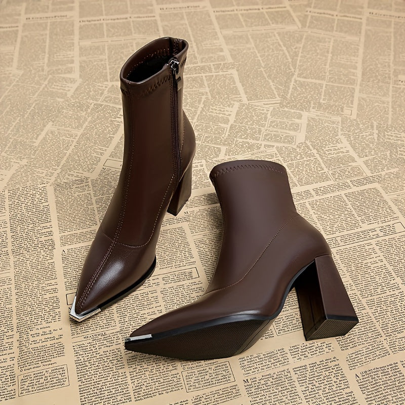 Josephine | Women's Pointed-Toe Block Heel Side-Zip Ankle Boot
