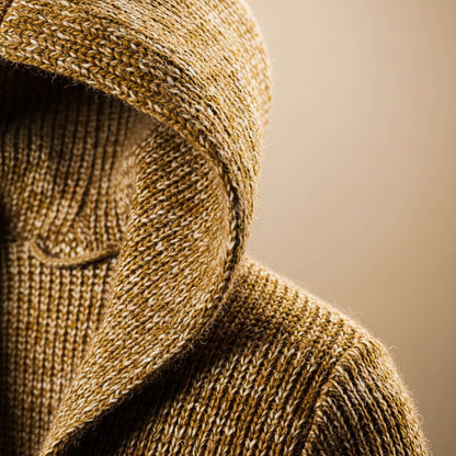 Adrian | Men's Hooded Toggle Long Chunky Knit Cardigan Sweater