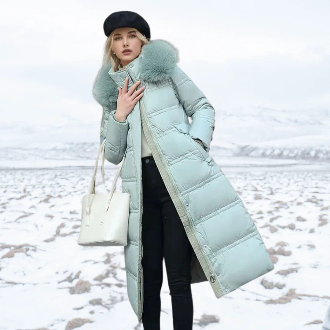 Edith | Women's Warm Fur Hood Quilted Puffer Long Winter Coat