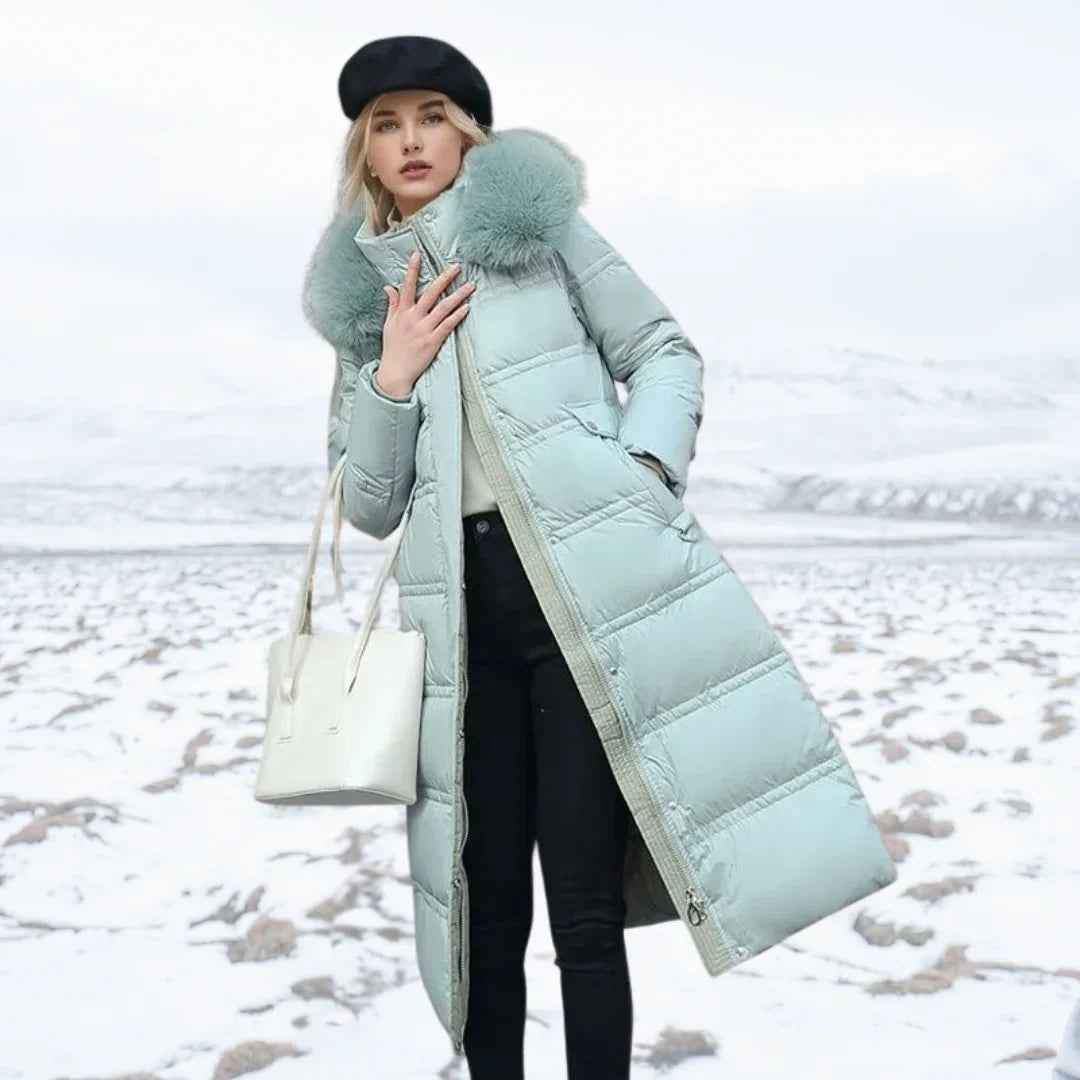 Edith | Women's Warm Fur Hood Quilted Puffer Long Winter Coat