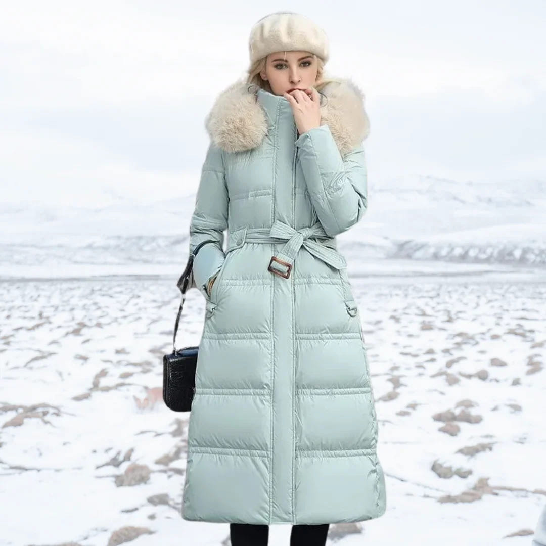 Edith | Women's Warm Fur Hood Quilted Puffer Long Winter Coat