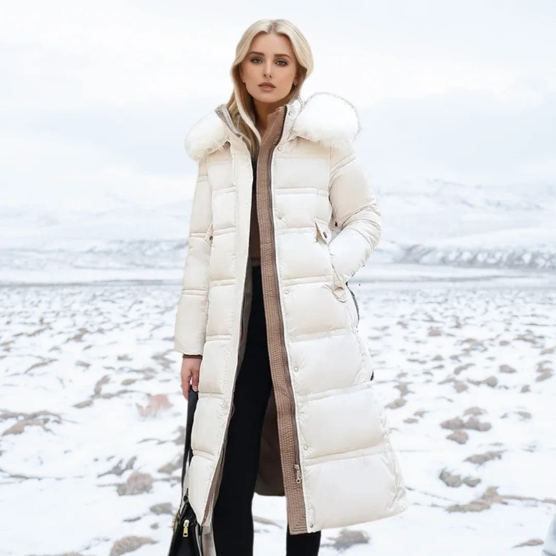Edith | Women's Warm Fur Hood Quilted Puffer Long Winter Coat