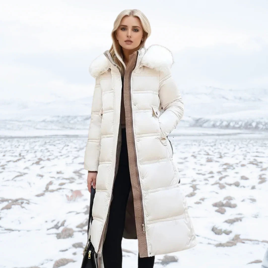 Edith | Women's Warm Fur Hood Quilted Puffer Long Winter Coat