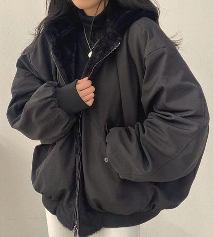 Linnea | Women's Oversized Sherpa-Lined Zip-Up Bomber Jacket