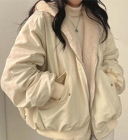 Linnea | Women's Oversized Sherpa-Lined Zip-Up Bomber Jacket