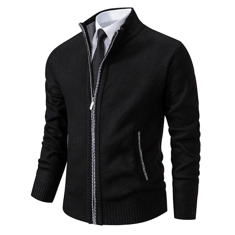 Archer | Men's Full-Zip Mock Neck Textured Knit Cardigan Sweater