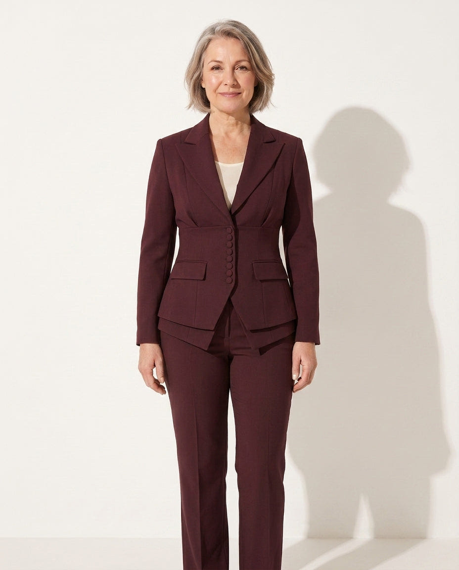 Felicity | Women's Tailored Suit Peplum Blazer and Trouser Set