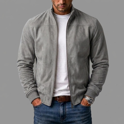 Cadmus | Men's Casual Stand Collar Zip-Up Suede Bomber Jacket