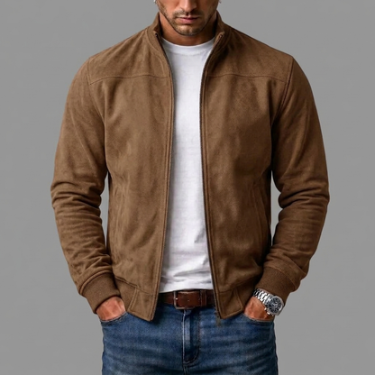 Cadmus | Men's Casual Stand Collar Zip-Up Suede Bomber Jacket