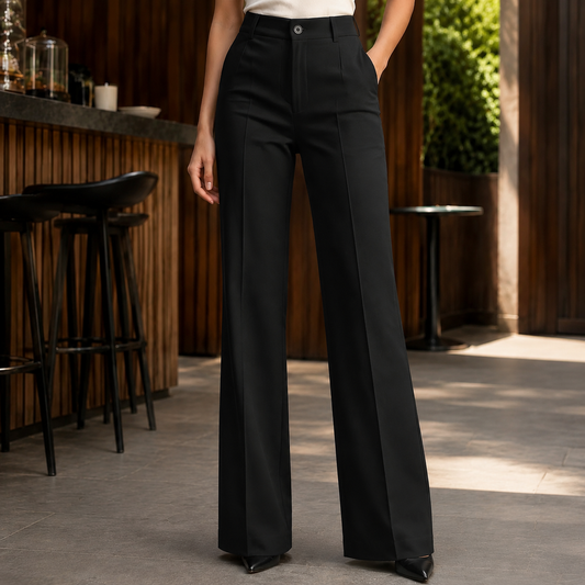 Andrea | Women's Tailored High Waisted Wide Leg Dress Pants