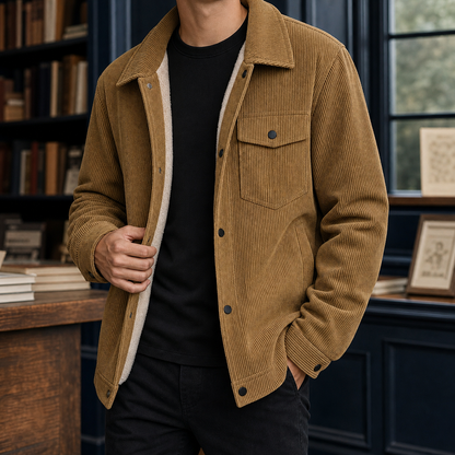 Edgar | Men's Casual Sherpa Lined Corduroy Winter Trucker Jacket