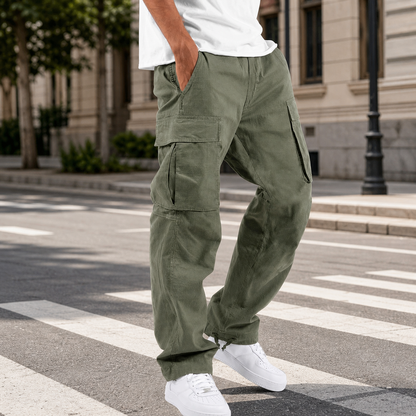Brandt | Men's Relaxed Baggy Drawstring Hem Cargo Pants