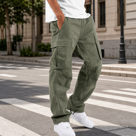 Brandt | Men's Relaxed Baggy Drawstring Hem Cargo Pants