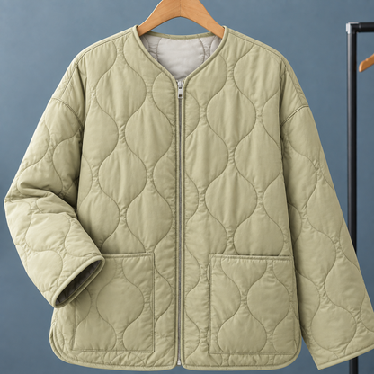 Augusta | Women's Collarless Oversized Patch Pocket Quilted Jacket