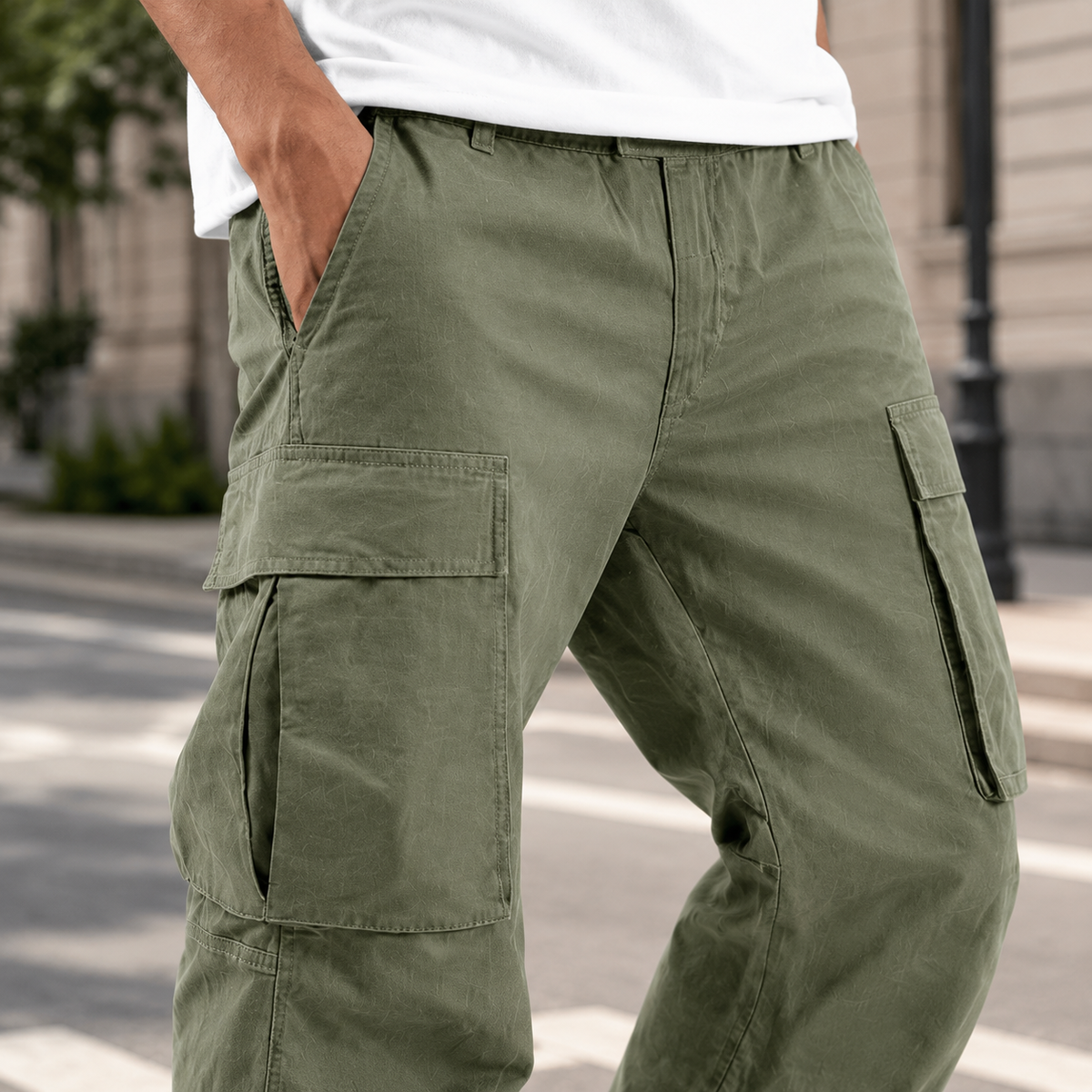 Brandt | Men's Relaxed Baggy Drawstring Hem Cargo Pants