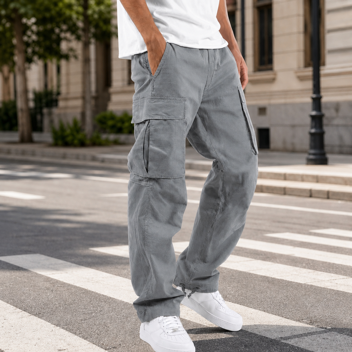 Brandt | Men's Relaxed Baggy Drawstring Hem Cargo Pants