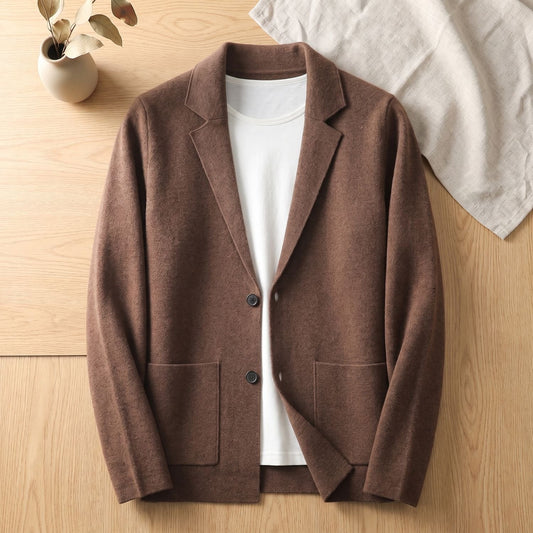 Dominic | Men's Blazer-Style Notched Lapel Knit Cardigan Sweater