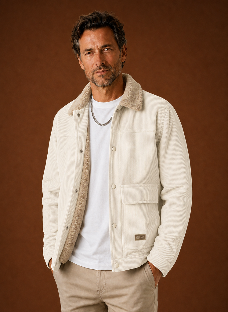 Areleon | Men's Sherpa Lined Corduroy Snap Front Winter Jacket