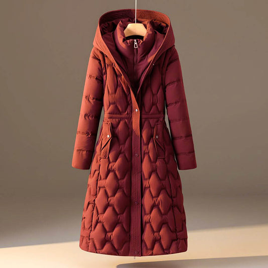 Lauren | Women's Long Quilted Hooded Winter Puffer Coat