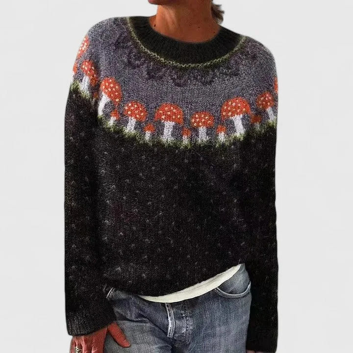 Doris | Women's Fair Isle Crew Neck Long Sleeve Knit Pullover Sweater