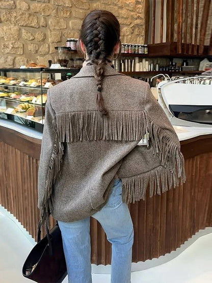 Vespera | Women's Western Fringe Relaxed Fit Blazer
