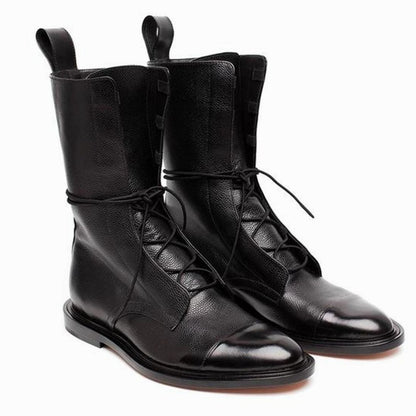 Lenora | Women's Black Lace-Up Cap-Toe Ankle Boot