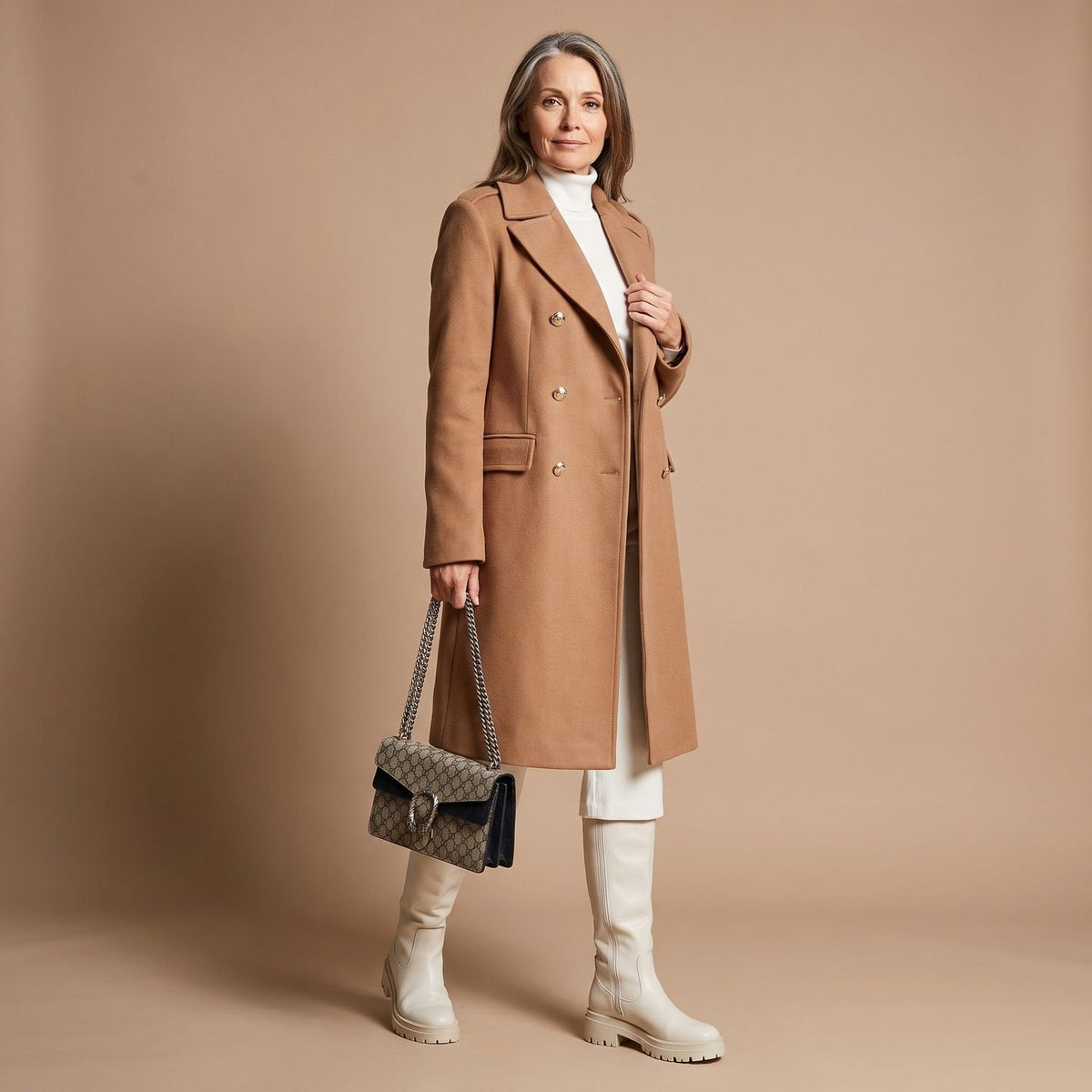 Chiara | Women's Double-Breasted Wool Blend Notch Lapel Winter Coat