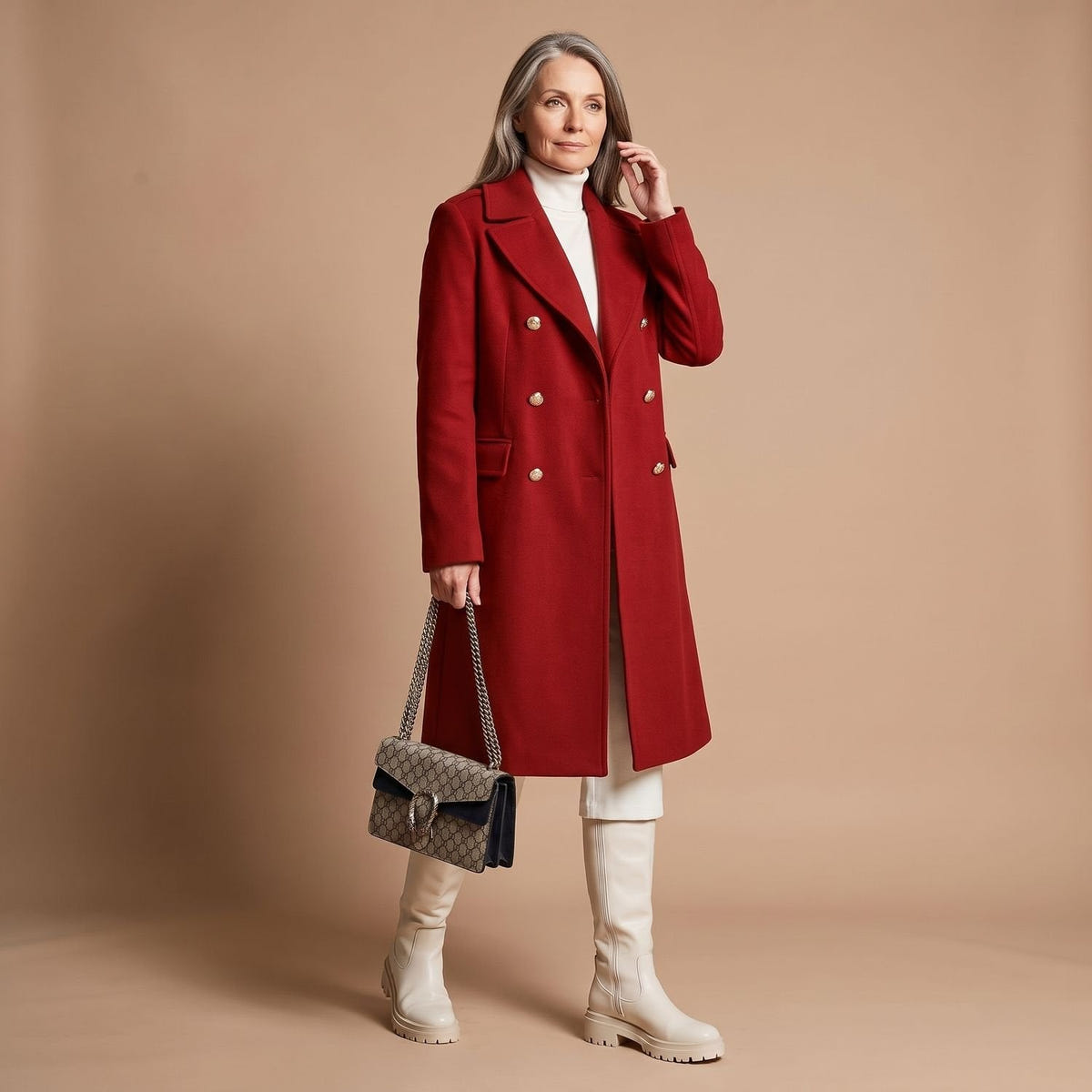 Chiara | Women's Double-Breasted Wool Blend Notch Lapel Winter Coat