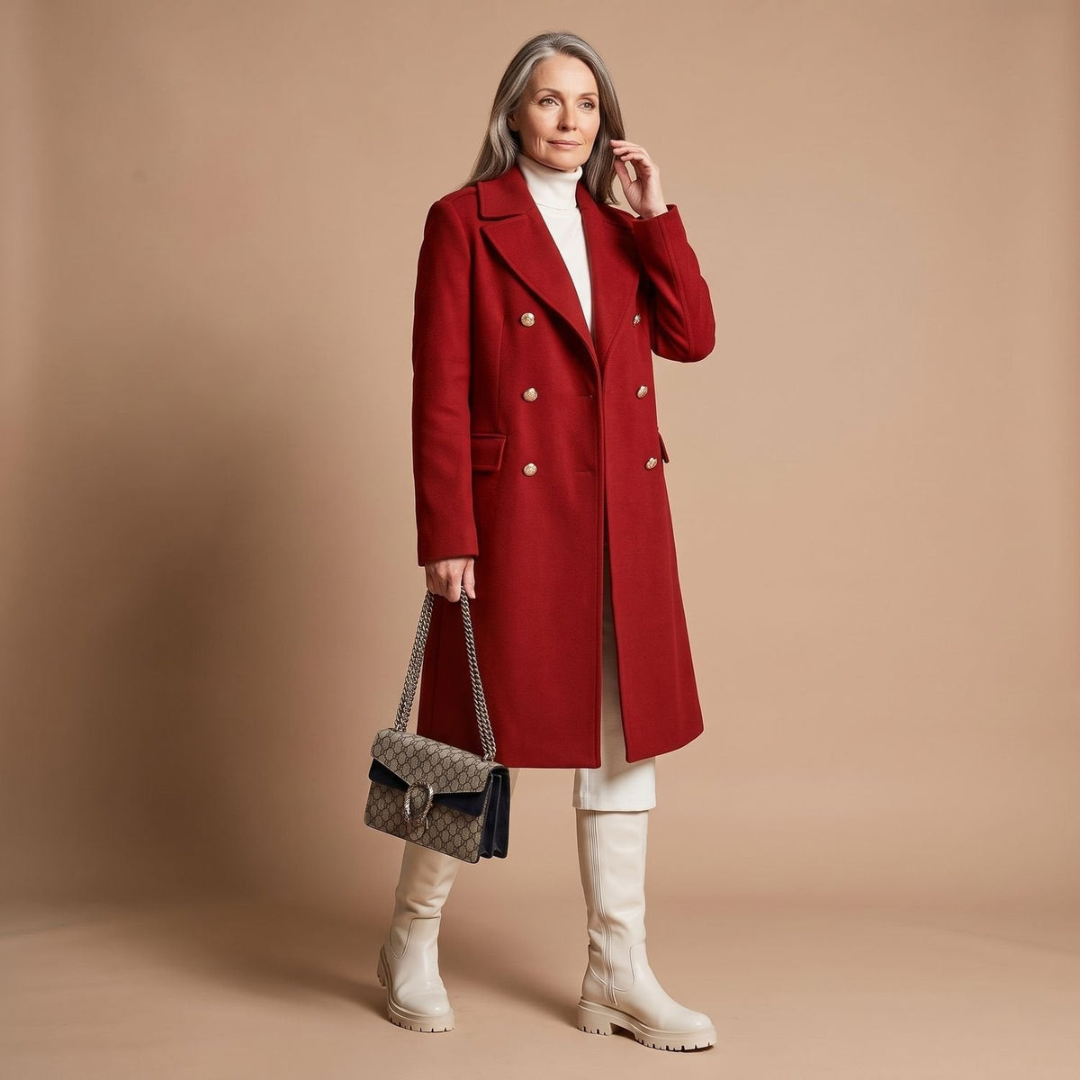 Chiara | Women's Double-Breasted Wool Blend Notch Lapel Winter Coat