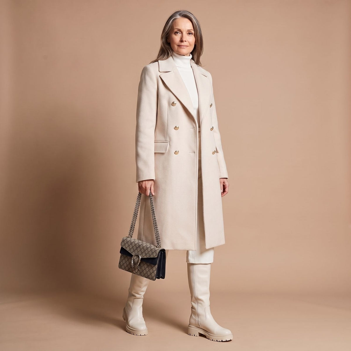 Chiara | Women's Double-Breasted Wool Blend Notch Lapel Winter Coat
