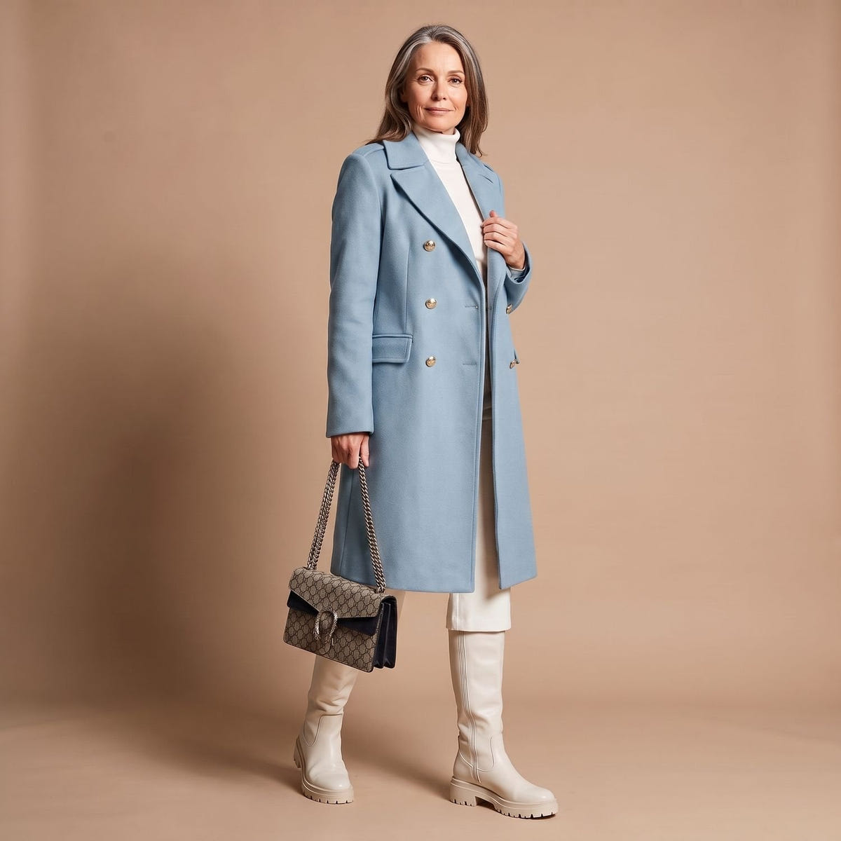 Chiara | Women's Double-Breasted Wool Blend Notch Lapel Winter Coat