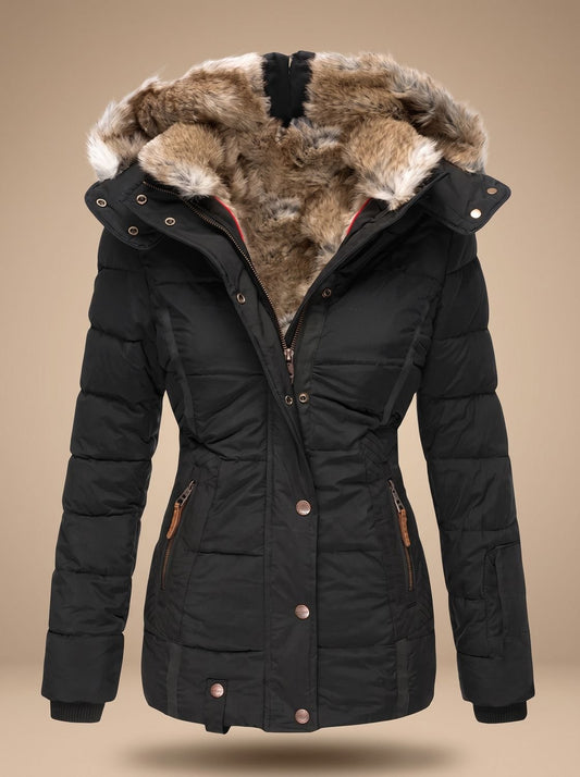 Aileen | Women's Faux Fur Hood Plus Size Quilted Puffer Winter Coat