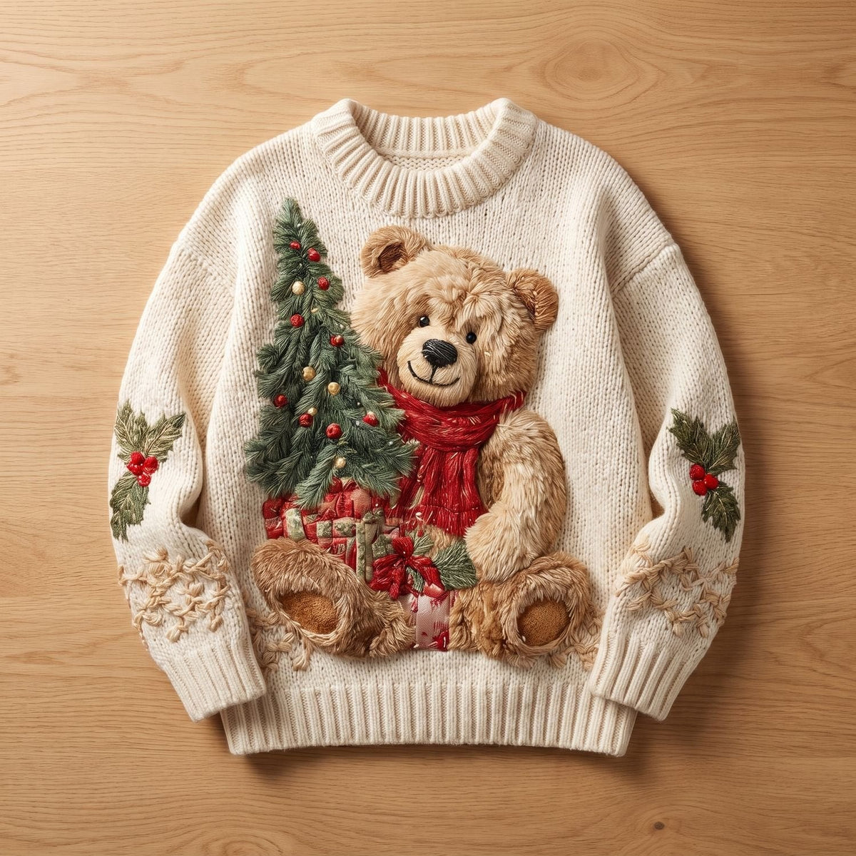 Elettria | Women's Cozy Embroidered Holiday Knit Pullover Cute Christmas Sweater