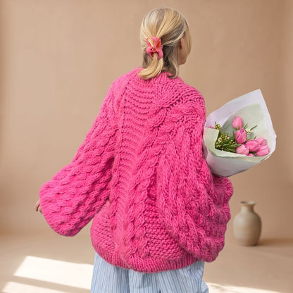 Debra | Women's Oversized Chunky Crew Neck Cable Knit Pullover Sweater