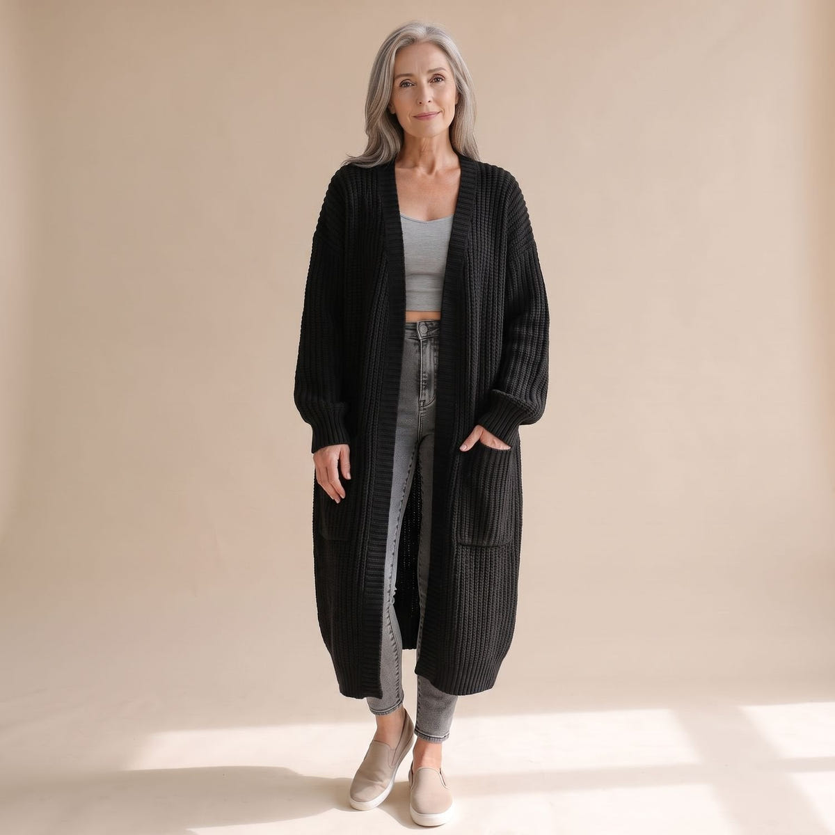 Daniela | Women's Chunky Ribbed Knit Oversized Long Duster Cardigan