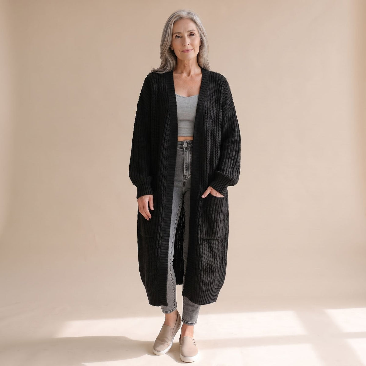 Daniela | Women's Chunky Ribbed Knit Oversized Long Duster Cardigan