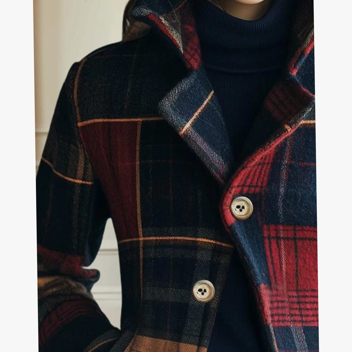 Magnolia | Women's Plaid Notched Lapel Button Front Winter Jacket