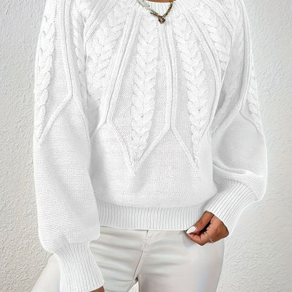 Sophia | Women's Relaxed Lantern Sleeve Cable Knit Pullover Sweater