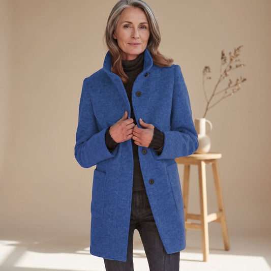 Clarissa | Women's Stand Collar Wool-Blend Patch Pocket Winter Coat
